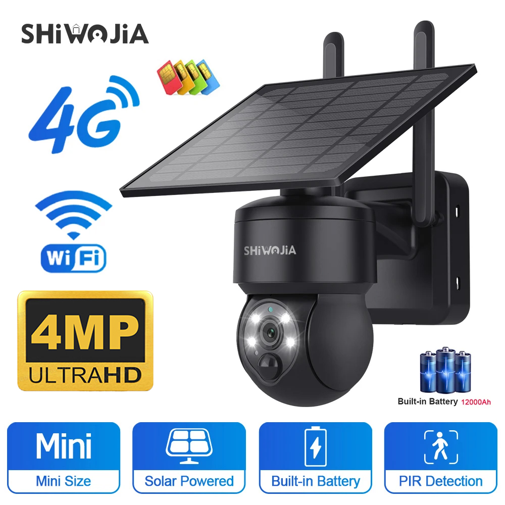 Home Security Panel - SHIWOJIA WIFI Wireless PTZ Solar Camera