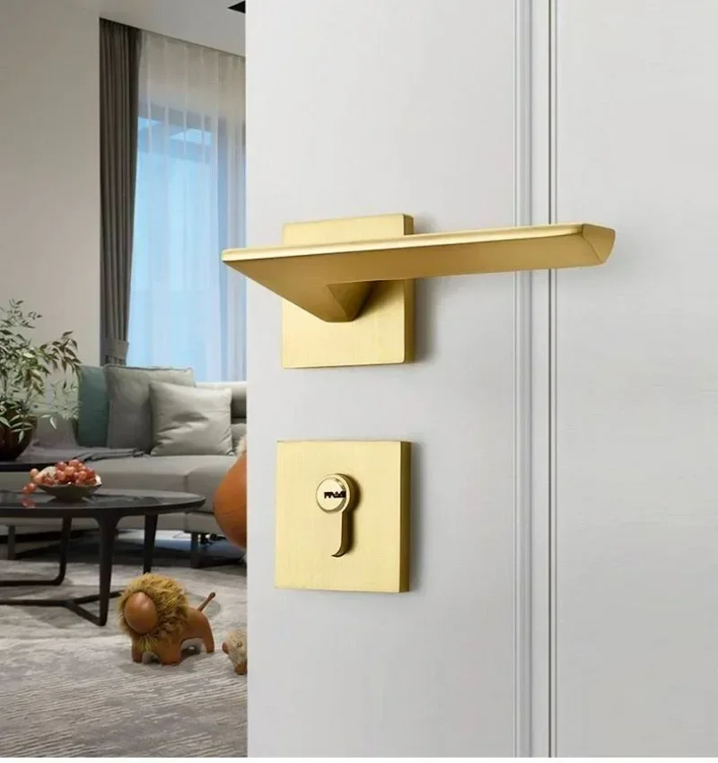 Home Security Door Lock - Gold Zinc Alloy Bedroom Door Lock