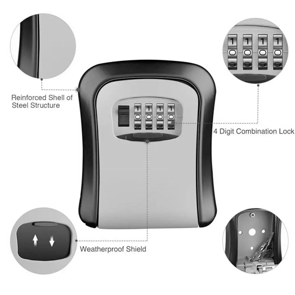 Wall Mount Key Lock Box 4 Digi - Home Security Key Box recension och pris