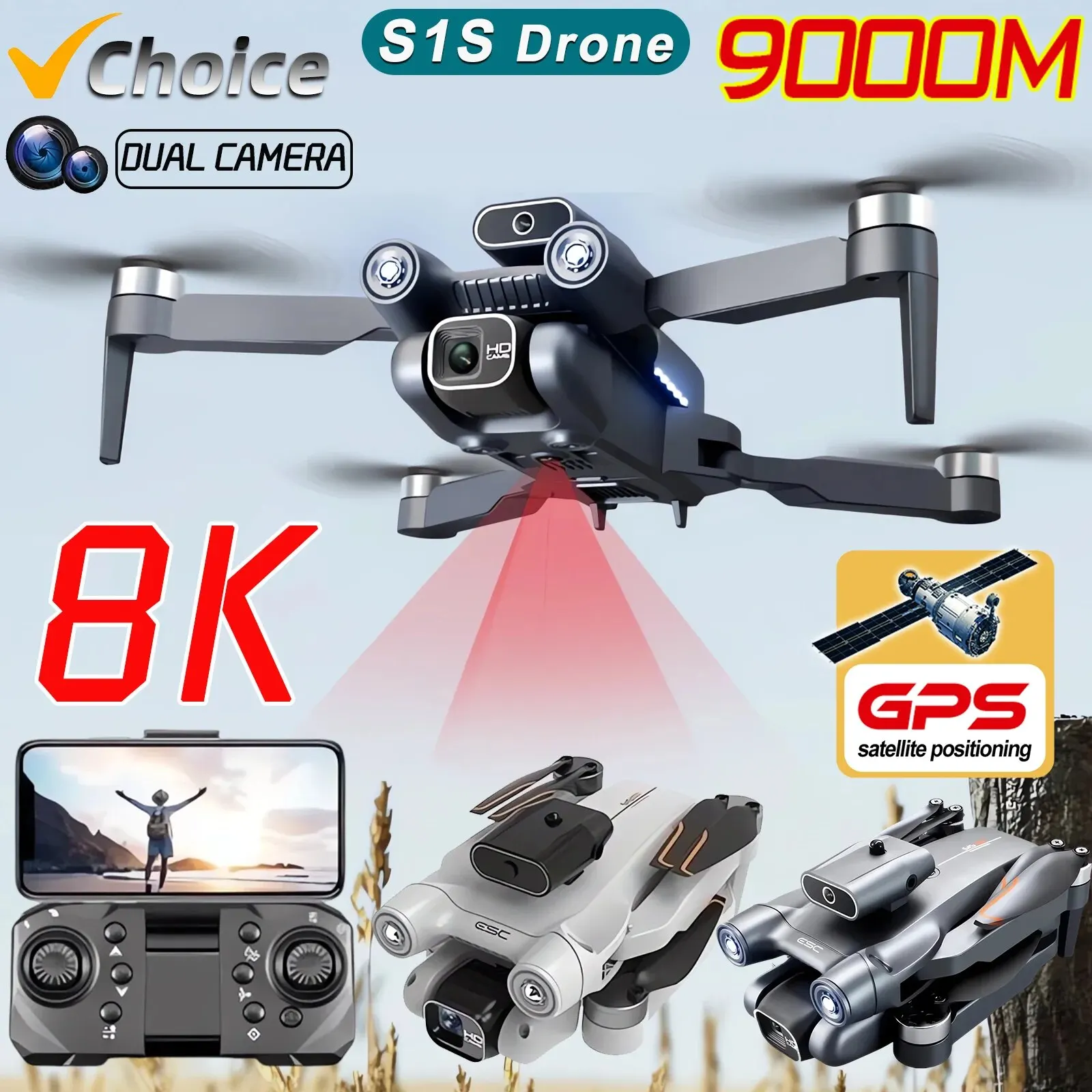 New S1S 5G GPS Drone Camera 8K - Home Security Cameras Outdoor recension och pris