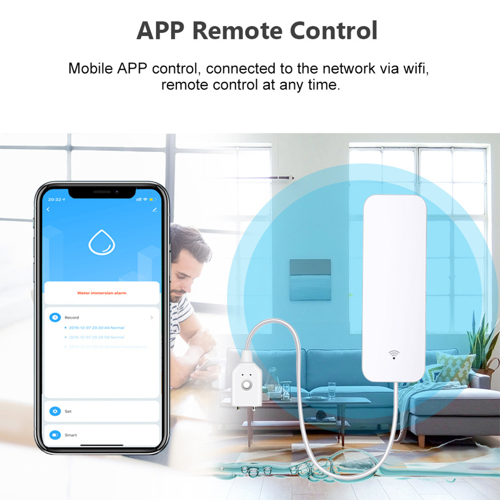 Tuya WiFi Water Leak Sensor, W - Home Security Devices recension och pris